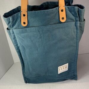 FEED Projects Canvas Market Tote in Sea Blue Teal Canvas Bag